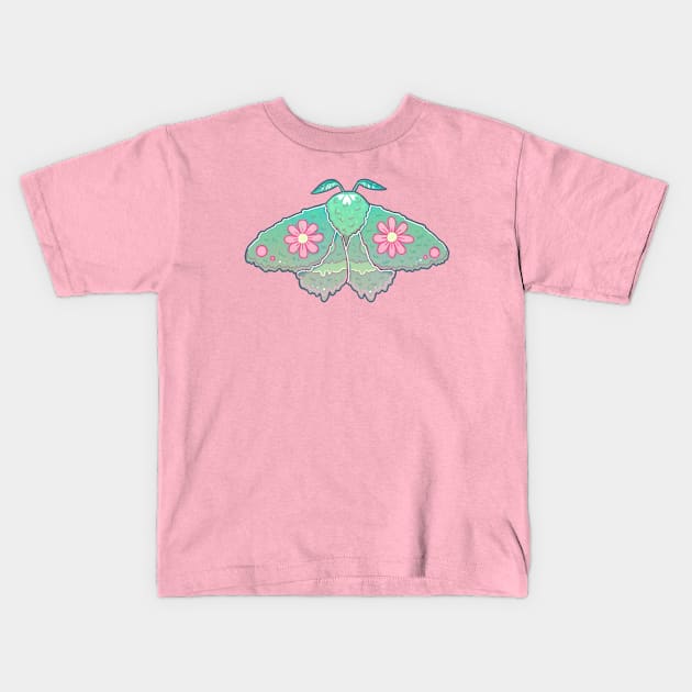 Moss Moth Kids T-Shirt by electricgale